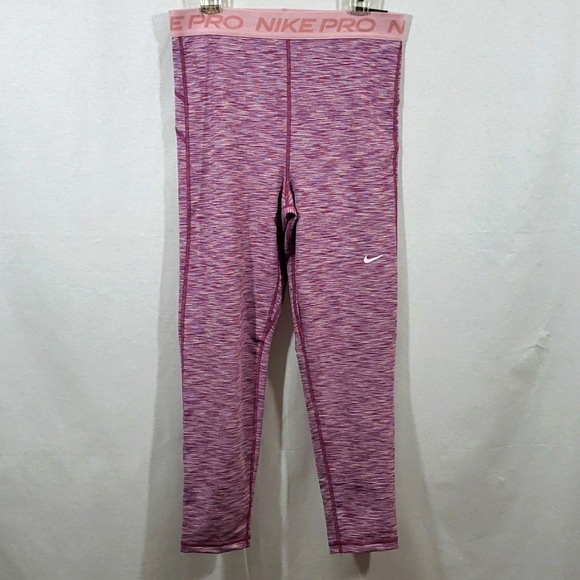 NWT Nike Pro Women's Glaze Pink Dri-Fit High-Waisted Crop Tights, Size Medium - Picture 2 of 10